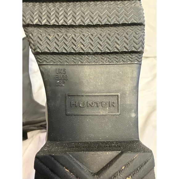 Hunter Women's Black Tall Adjustable Back Rain Boots Rubber Size US 7 EU 38 - Picture 7 of 7